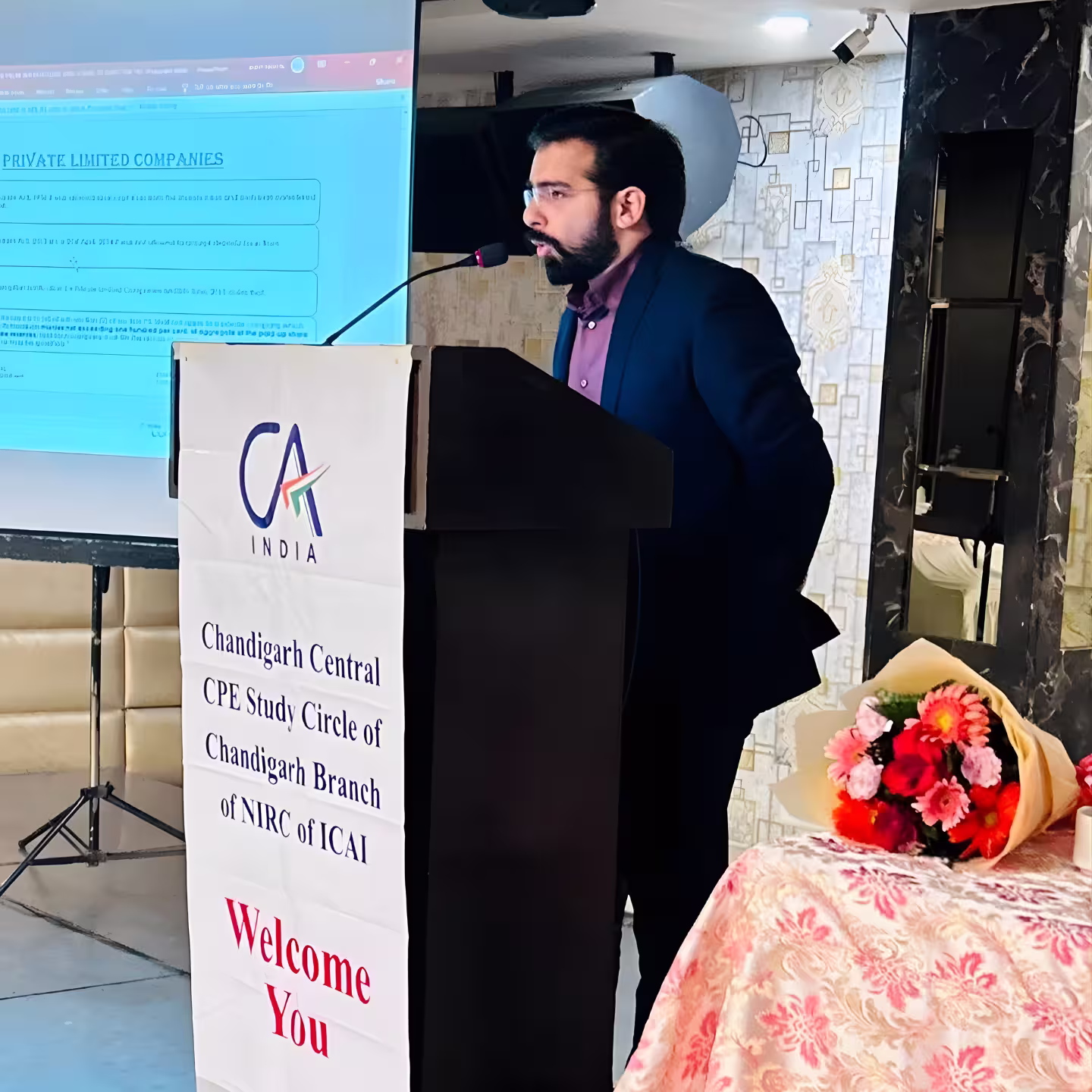 CS Ankit Nagpal delivering a session on Companies Act and Private Limited Company compliance at ICAI Chandigarh